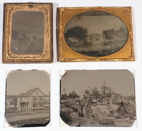 (4) EARLY AMBROTYPE LANDSCAPE PHOTOS