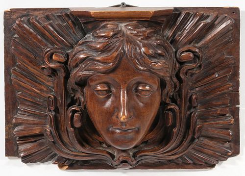 BELLE EPOCH CARVED PORTRAIT PANEL OF CLASSICAL DIETY
