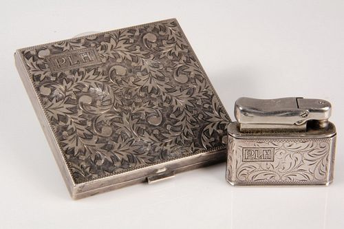 SILVER COMPACT & LIGHTER