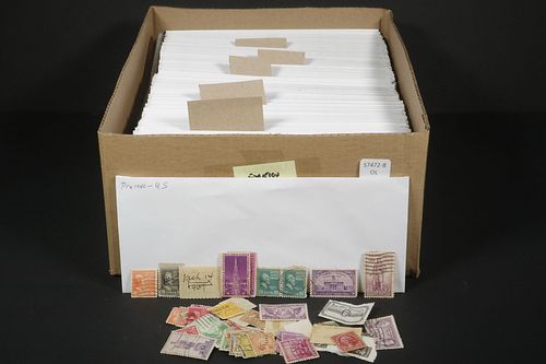 STAMPS: BOX OF SORTED BY COUNTRY, FOREIGN, IN ENVELOPES