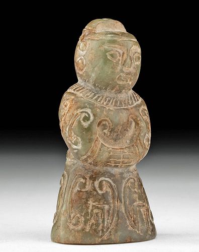 Chinese Qing Dynasty Nephrite Jade Standing Figure