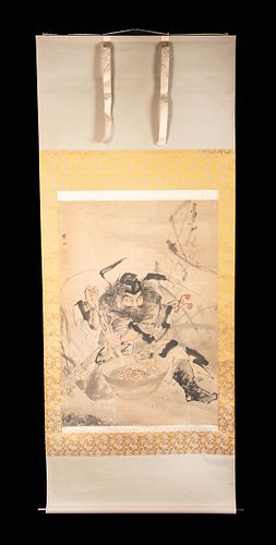 Japanese Meiji Scroll Painting, Shoki the Demon Queller
