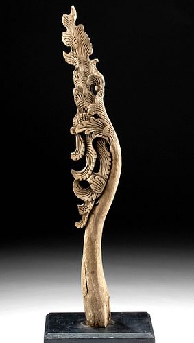 Antique Sulawesi Wood Carving with Floral Design