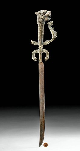 18th C. Sri Lankan Brass Kastane / Sword -  Kirtimukha