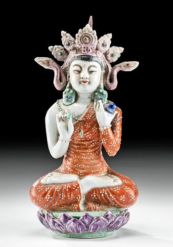 20th C. Chinese Porcelain Guanyin, Lotus Position