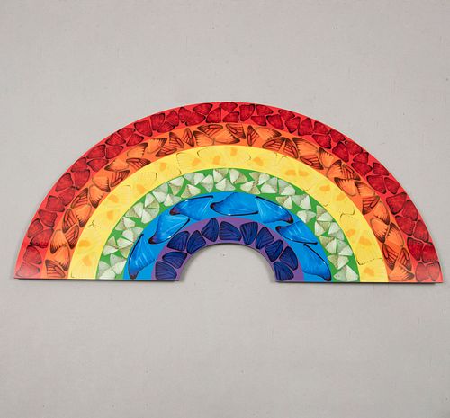 DAMIEN HIRST. "Butterfly Rainbow (Small)", 2020. Etiqueta con firma impresa. Giclée impreso en acrílico sobre panel de aluminio.