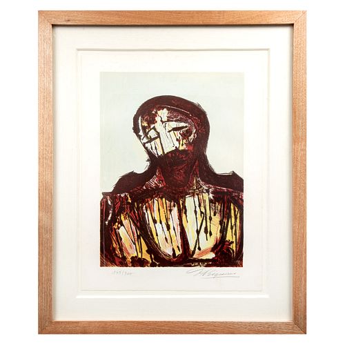 DAVID ALFARO SIQUEIROS. "Sangre de Cristo" de la carpeta Mountain Suite, 1969. Firmada al frente. Litografía 143/300. Enmarcada.