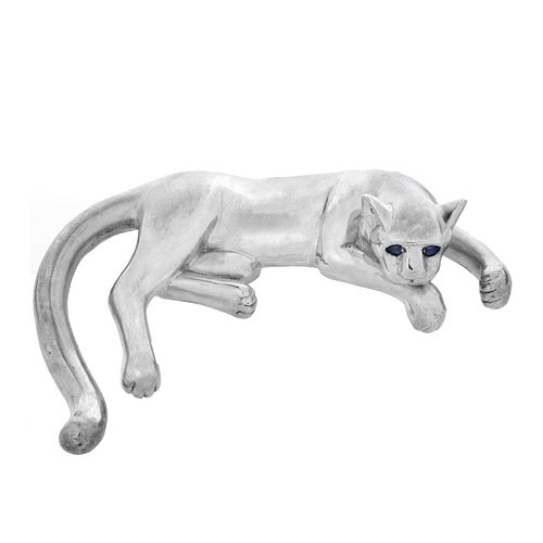 Sterling and 18K Panther Brooch