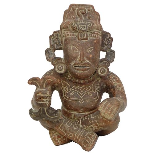 Pre Columbian Style Aztec Seated Figurine