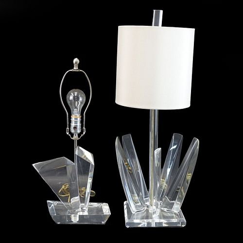 Two Van Teal Lucite Table Lamps