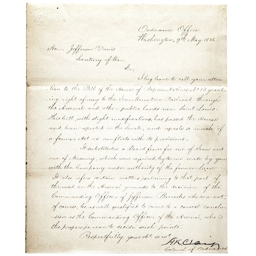 1859 JEFFERSON DAVIS Pre Civil War Autograph Note Signed as US Secretary of War