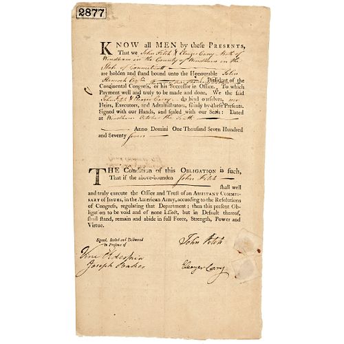 1777 JOHN FITCH Signed Revolutionary War Document Inventor 1st Steamship Patent!