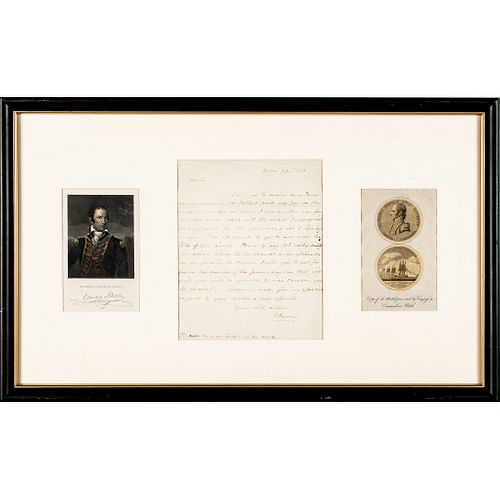 1803 Commander EDWARD PREBLE Autograph Letter Signed with Two Historical Prints