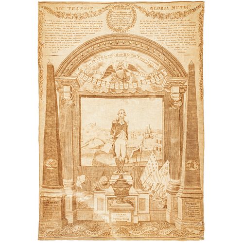Rare 1819 George Washington Memorial Printed Textile Kerchief, THREADS 54 p. 77