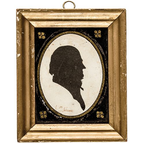 c. 1820 Hollow-cut Identified Silhouette of President John Quincy Adams Framed