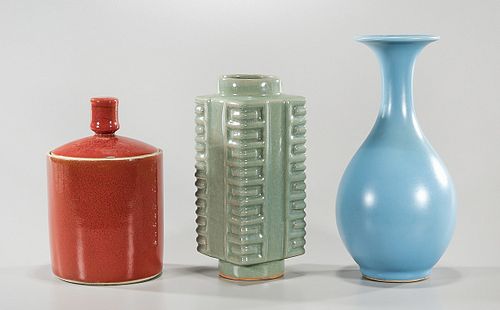 Three Chinese Monochrome Glazed Ceramics