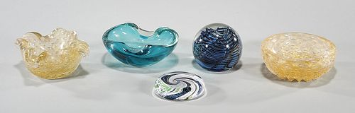 Group of Five Art Glass Articles