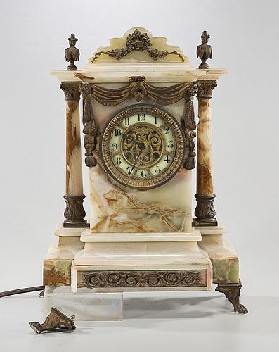 Bronze and Onyx Mantel Clock
