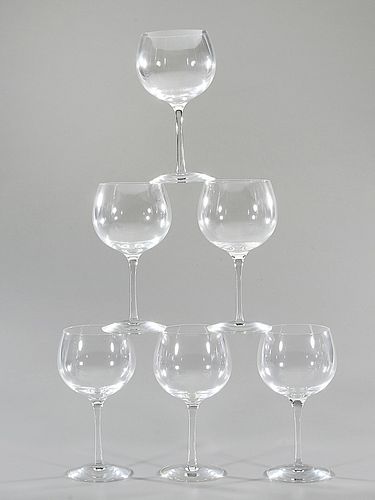 Set of Six Tiffany & Co. Crystal Wine Glasses