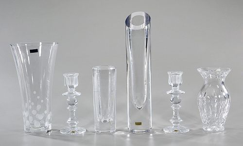 Group of Six Vintage Crystal Vases and Candlesticks