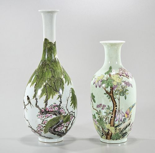 Two Chinese Enameled Porcelain Vases 