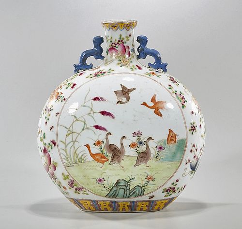 Chinese Enameled Porcelain Moon Flask Vase