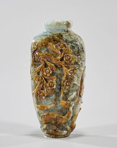 Carved Burmese Jadeite Vase