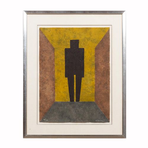 RUFINO TAMAYO COLOR ETCHING, ABSTRACTED FIGURE