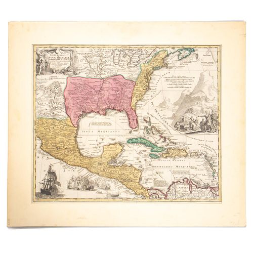 18TH C MAP, NORTH AMERICA, UNITED STATES & MEXICO