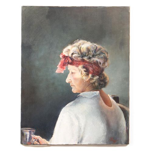 SANDERS, PORTRAIT OF A LADY, OIL ON CANVAS, 1988