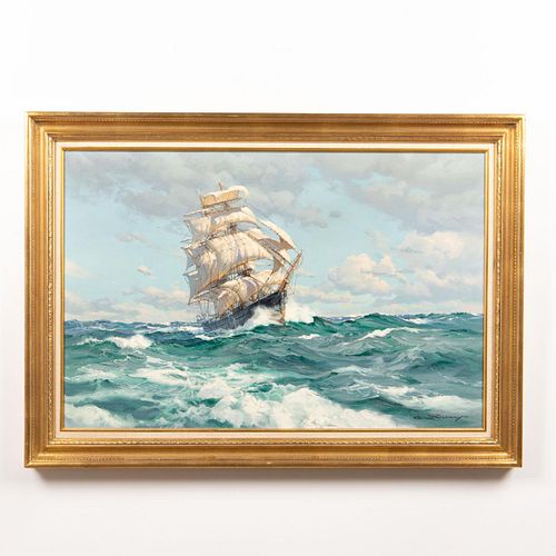 CHARLES VICKERY, ROLLING SEA NAUTICAL OIL PAINTING