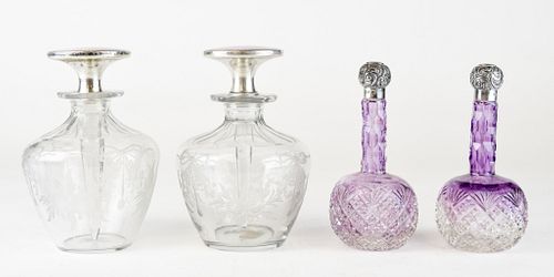 Sterling & Glass Perfume Bottle Grouping
