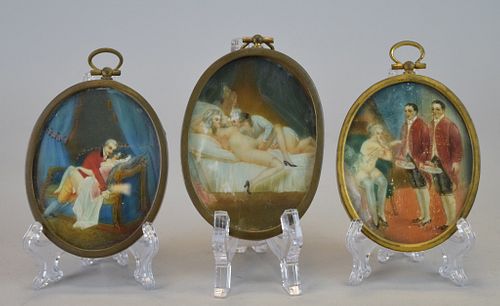 3 Erotic Hand Painted Miniatures