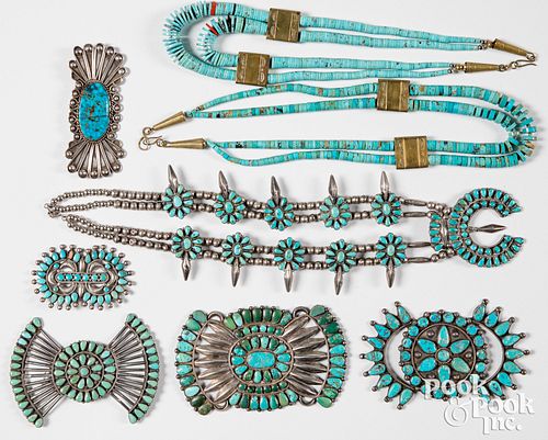 Native American Indian silver and tuquoise jewelry