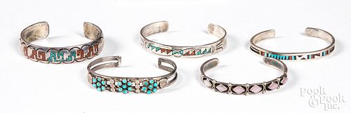 Three Native American Zuni silver bracelets