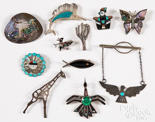 Native American Indian and Mexican pins & brooches