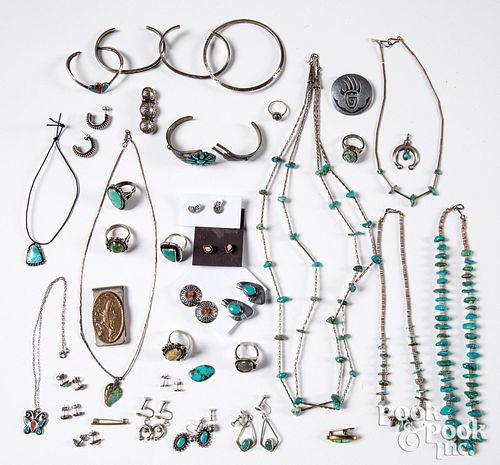 Vintage Native American silver & turquoise jewelry