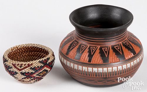 Paiute Indian beaded basket