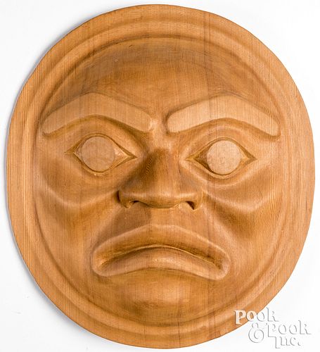 Northwest Coast carved Kwakuital Moon-Face mask