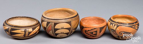 Four Hopi Indian pottery bowls