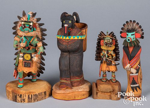 Two Hopi Indian kachina carved and painted figures
