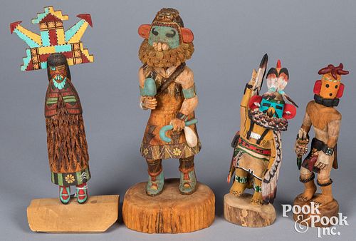 Group of Hopi Indian kachina carved figures