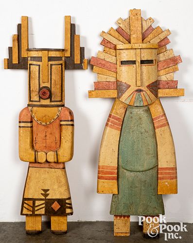 Two Hopi Indian carved and painted kachina plaques