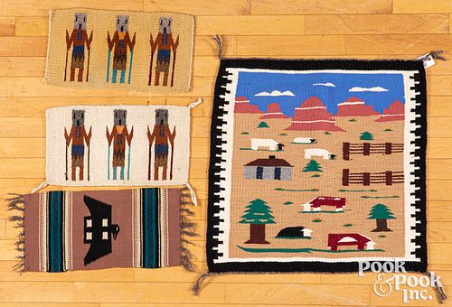 Group of Navajo Indian pictorial weavings