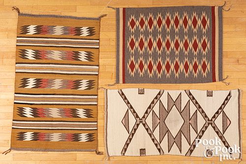Three Navajo Indian rugs