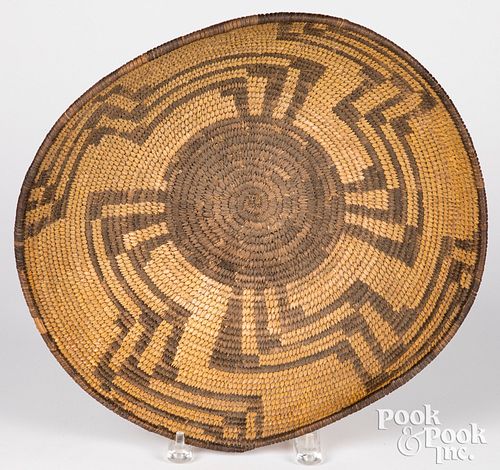 Large Papago Indian shallow coiled basket