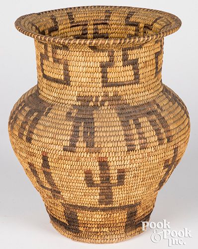 Papago Indian olla-form coiled basket
