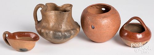 Group of San Juan Pueblo Indian pottery
