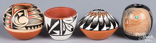 Four contemporary Native American Indian pottery