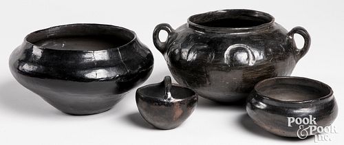 Large Santa Clara Indian blackware pottery